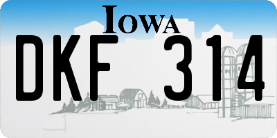 IA license plate DKF314