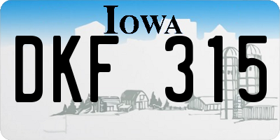 IA license plate DKF315