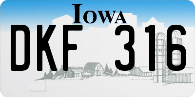 IA license plate DKF316