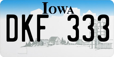 IA license plate DKF333