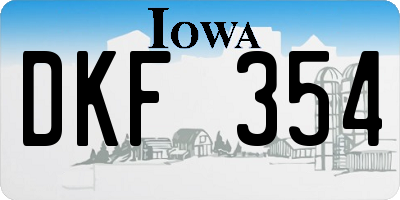 IA license plate DKF354