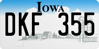 IA license plate DKF355