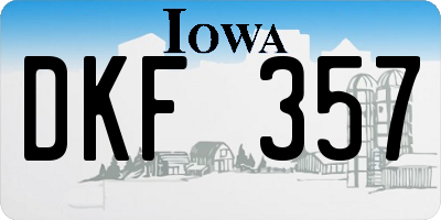 IA license plate DKF357