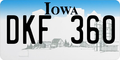 IA license plate DKF360