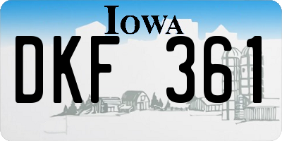 IA license plate DKF361