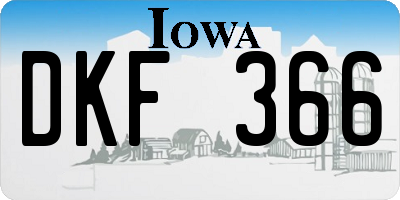 IA license plate DKF366