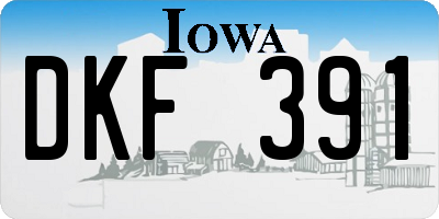 IA license plate DKF391
