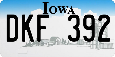 IA license plate DKF392
