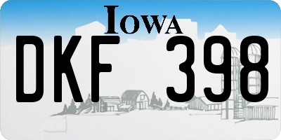 IA license plate DKF398