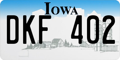 IA license plate DKF402