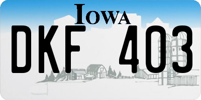 IA license plate DKF403