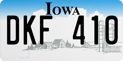 IA license plate DKF410