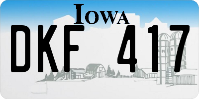 IA license plate DKF417
