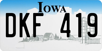 IA license plate DKF419