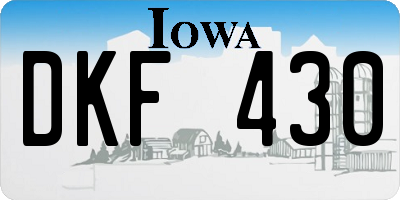 IA license plate DKF430