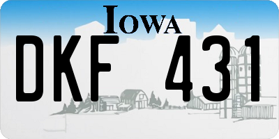 IA license plate DKF431