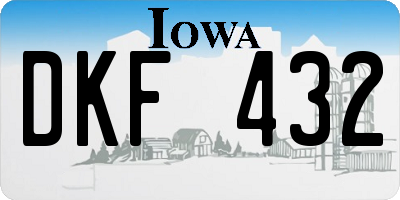 IA license plate DKF432