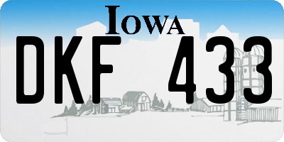 IA license plate DKF433