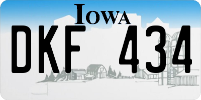 IA license plate DKF434