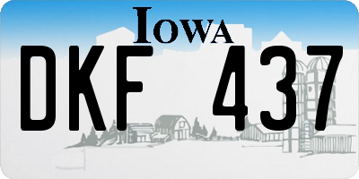 IA license plate DKF437