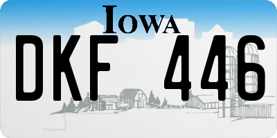 IA license plate DKF446