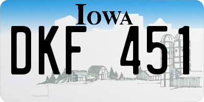 IA license plate DKF451