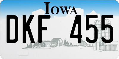 IA license plate DKF455