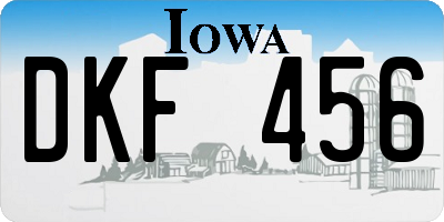 IA license plate DKF456