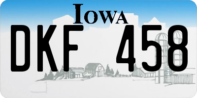 IA license plate DKF458