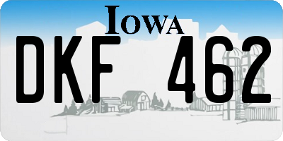 IA license plate DKF462