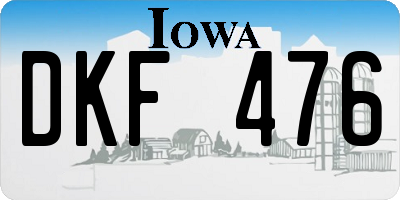 IA license plate DKF476