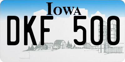 IA license plate DKF500