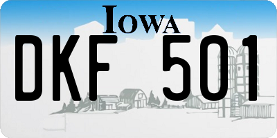 IA license plate DKF501
