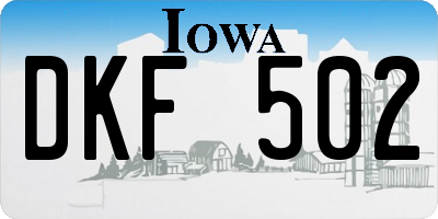 IA license plate DKF502