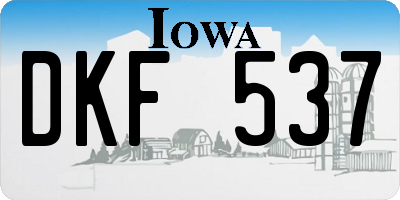 IA license plate DKF537