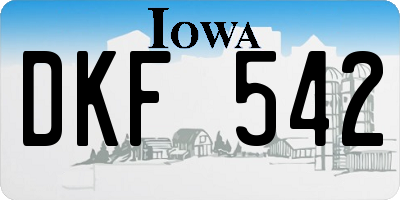 IA license plate DKF542