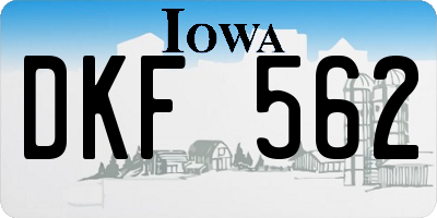 IA license plate DKF562