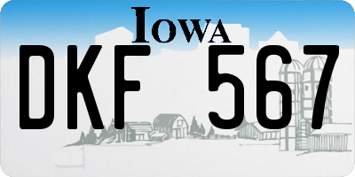 IA license plate DKF567