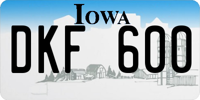 IA license plate DKF600