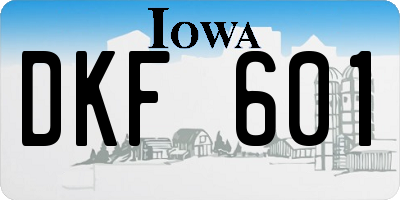 IA license plate DKF601