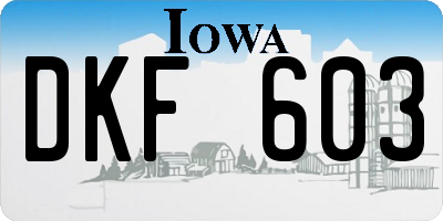 IA license plate DKF603