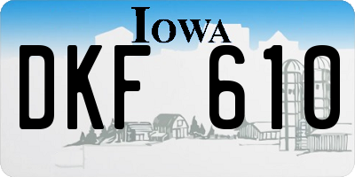IA license plate DKF610