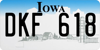 IA license plate DKF618