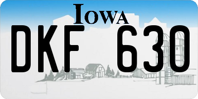 IA license plate DKF630
