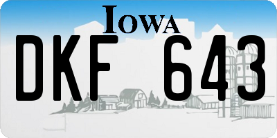 IA license plate DKF643