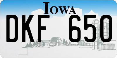 IA license plate DKF650