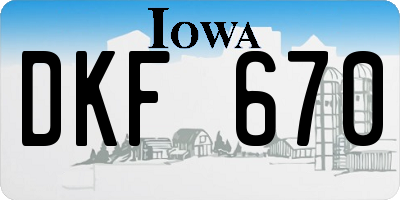 IA license plate DKF670