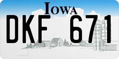 IA license plate DKF671