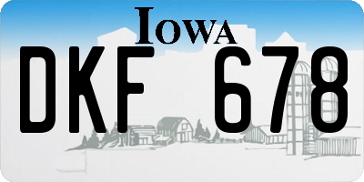 IA license plate DKF678