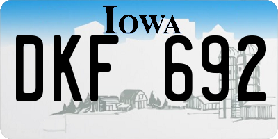IA license plate DKF692